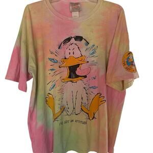 Vintage 80s TIe Dye T-Shirt I've Got an Attitude Duck IS International Sweats XL
